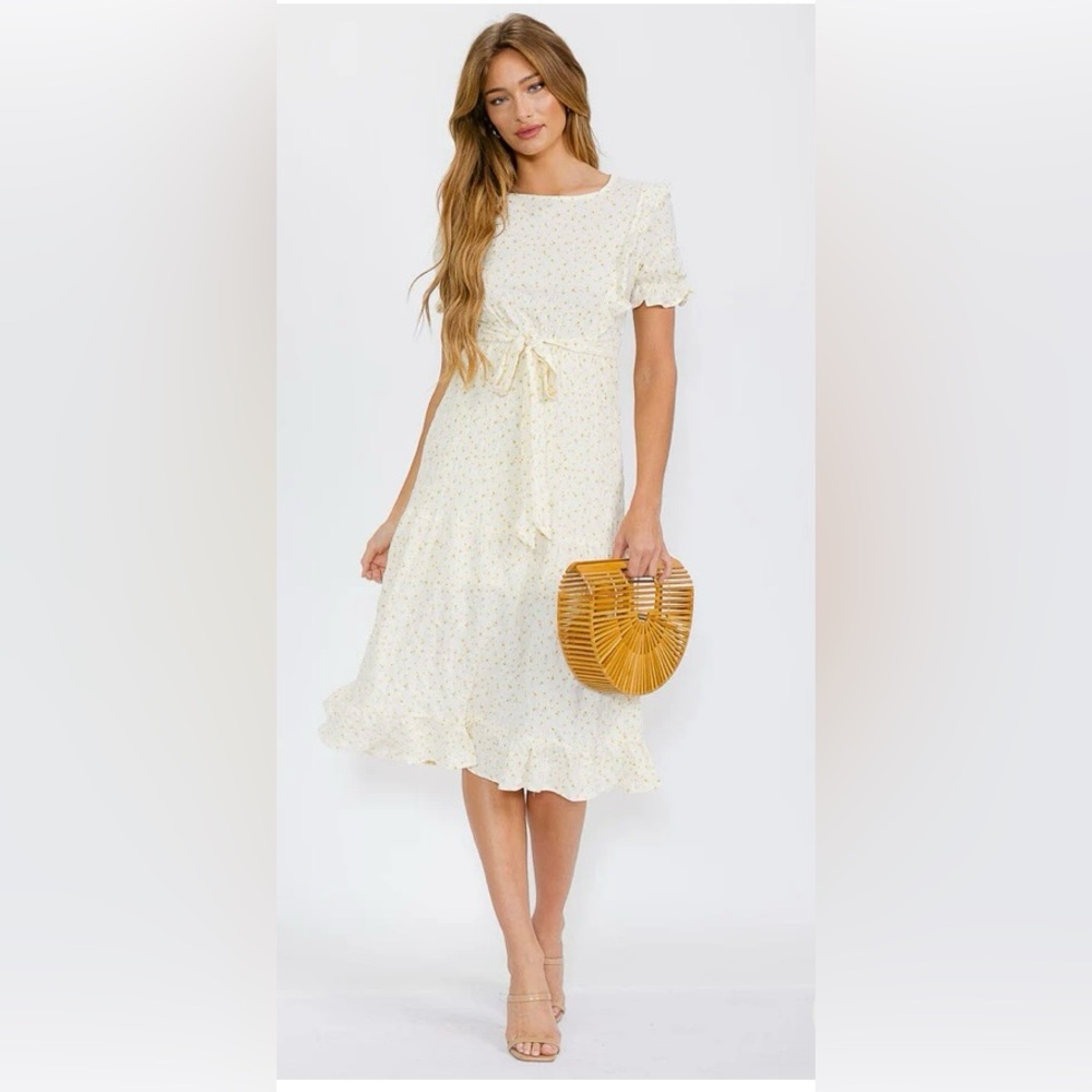 Elegant Cream Floral Dress